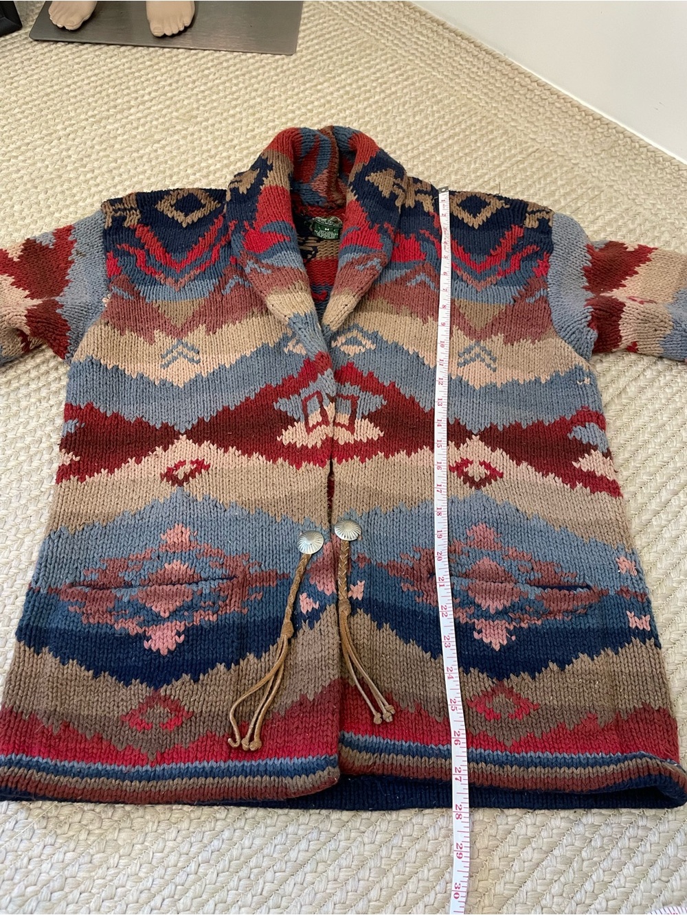 Vintage Ralph Lauren Multicolor Southwestern Shawl Collar Cardigan - Picture 13 of 14
